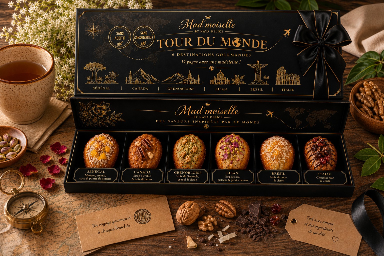 Coffret Tour du Monde, 6 madeleines